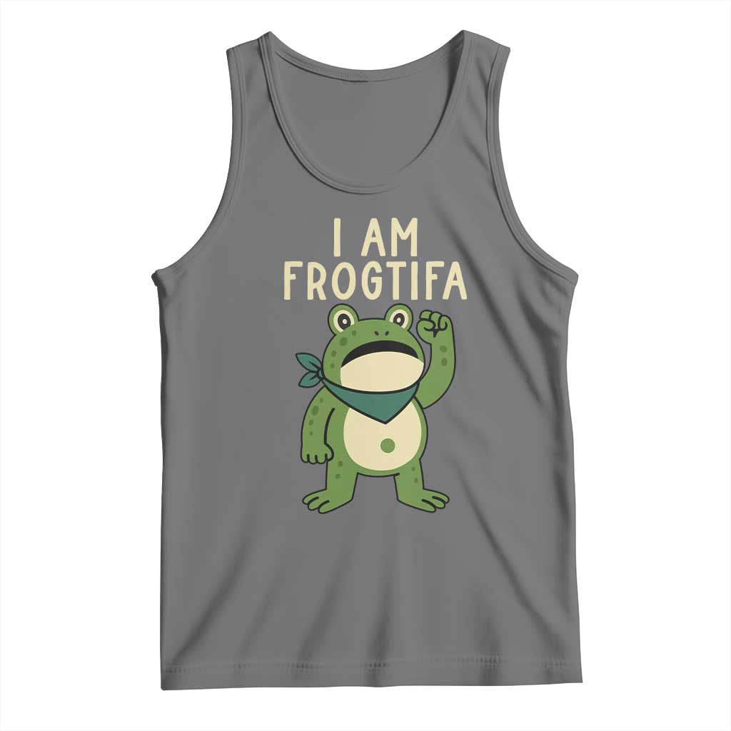 I Am Frogtifa Tank Top Frog Resist Antifascist with Raised Fist Bandana TS02 Black Heather Print Your Wear