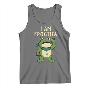 I Am Frogtifa Tank Top Frog Resist Antifascist with Raised Fist Bandana TS02 Black Heather Print Your Wear