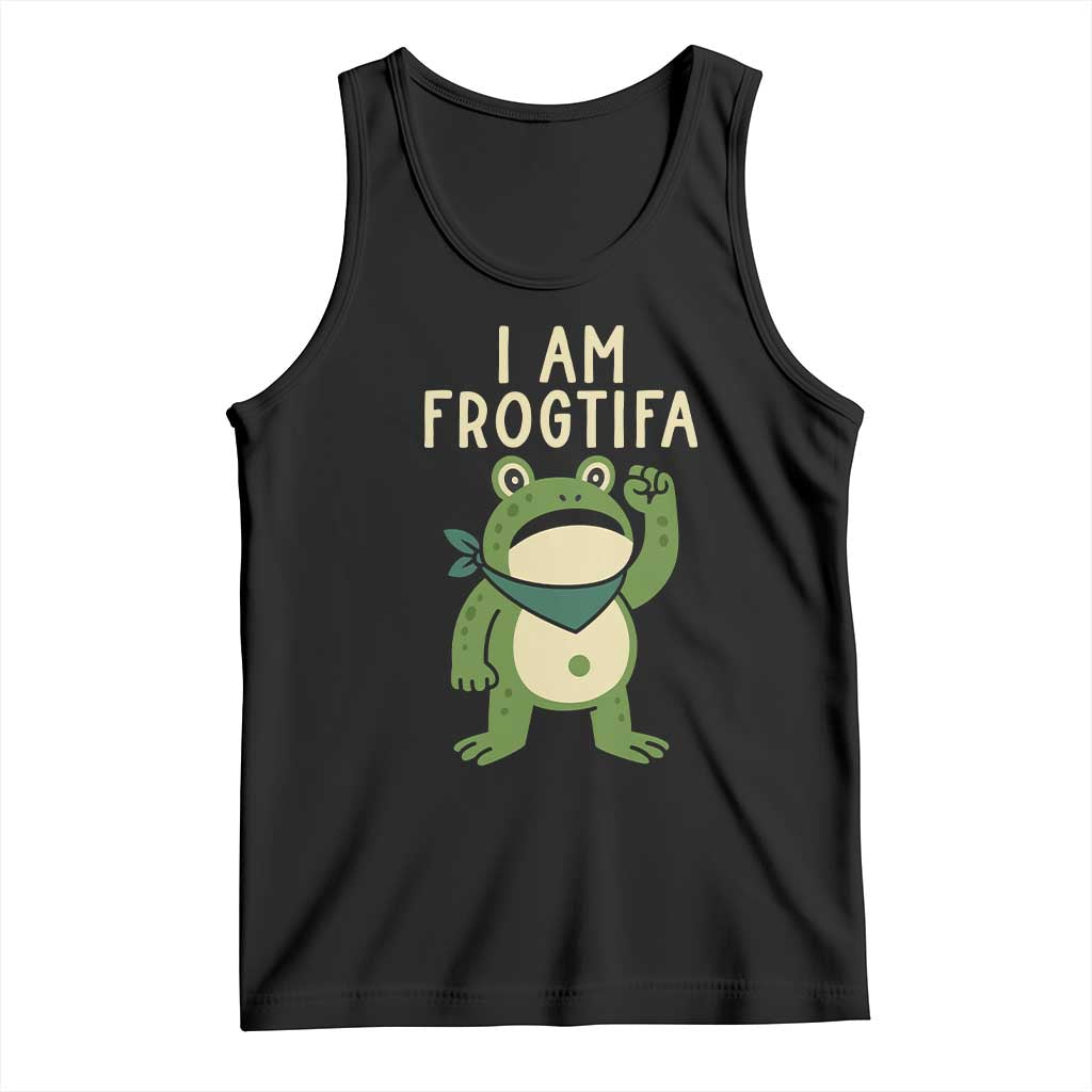 I Am Frogtifa Tank Top Frog Resist Antifascist with Raised Fist Bandana TS02 Black Print Your Wear