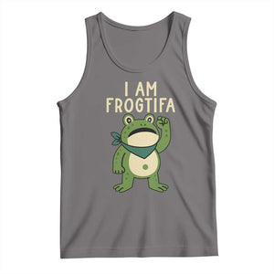 I Am Frogtifa Tank Top Frog Resist Antifascist with Raised Fist Bandana TS02 Deep Heather Print Your Wear