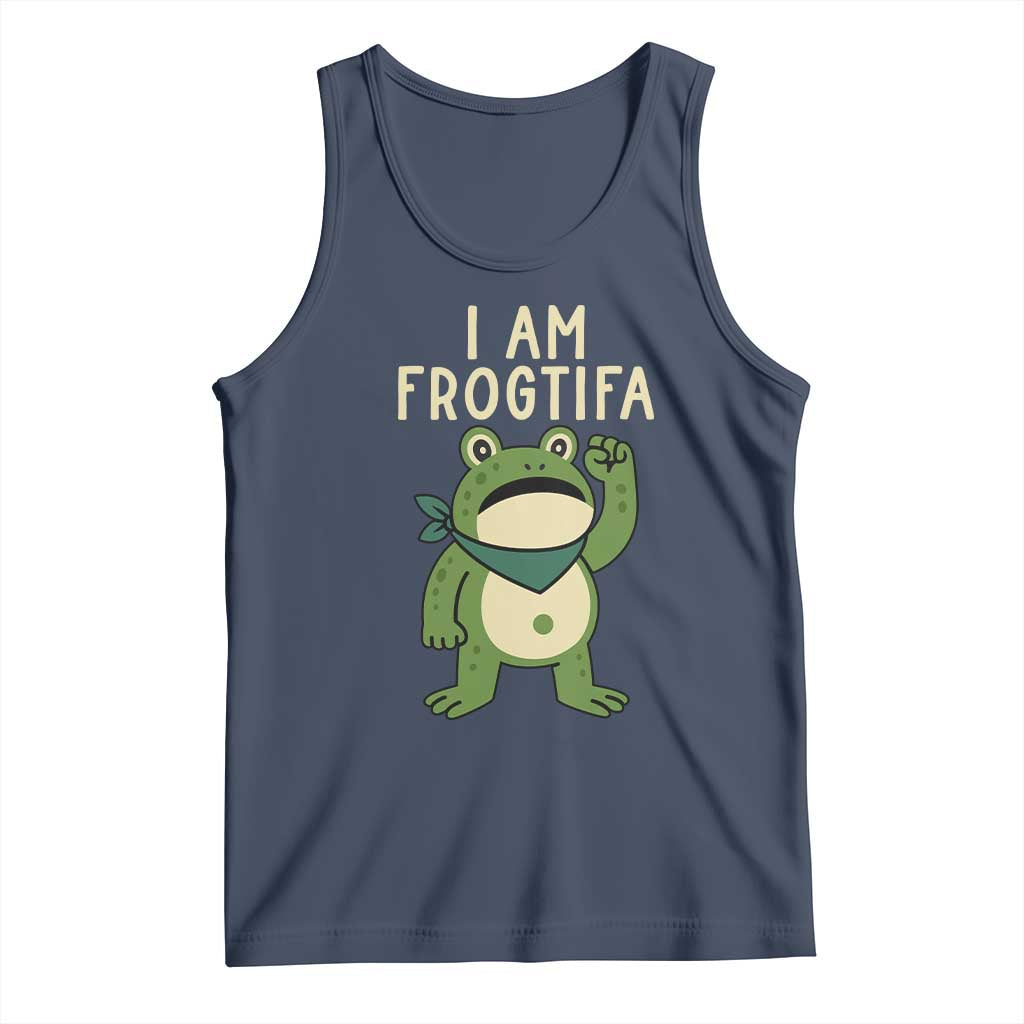 I Am Frogtifa Tank Top Frog Resist Antifascist with Raised Fist Bandana TS02 Navy Print Your Wear