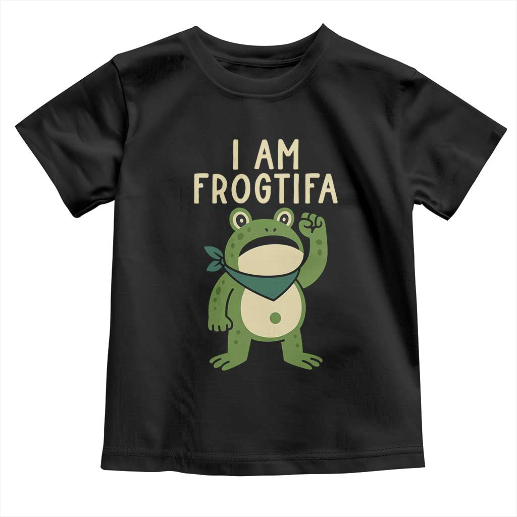I Am Frogtifa Toddler T Shirt Frog Resist Antifascist with Raised Fist Bandana TS02 Black Print Your Wear