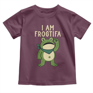 I Am Frogtifa Toddler T Shirt Frog Resist Antifascist with Raised Fist Bandana TS02 Maroon Print Your Wear