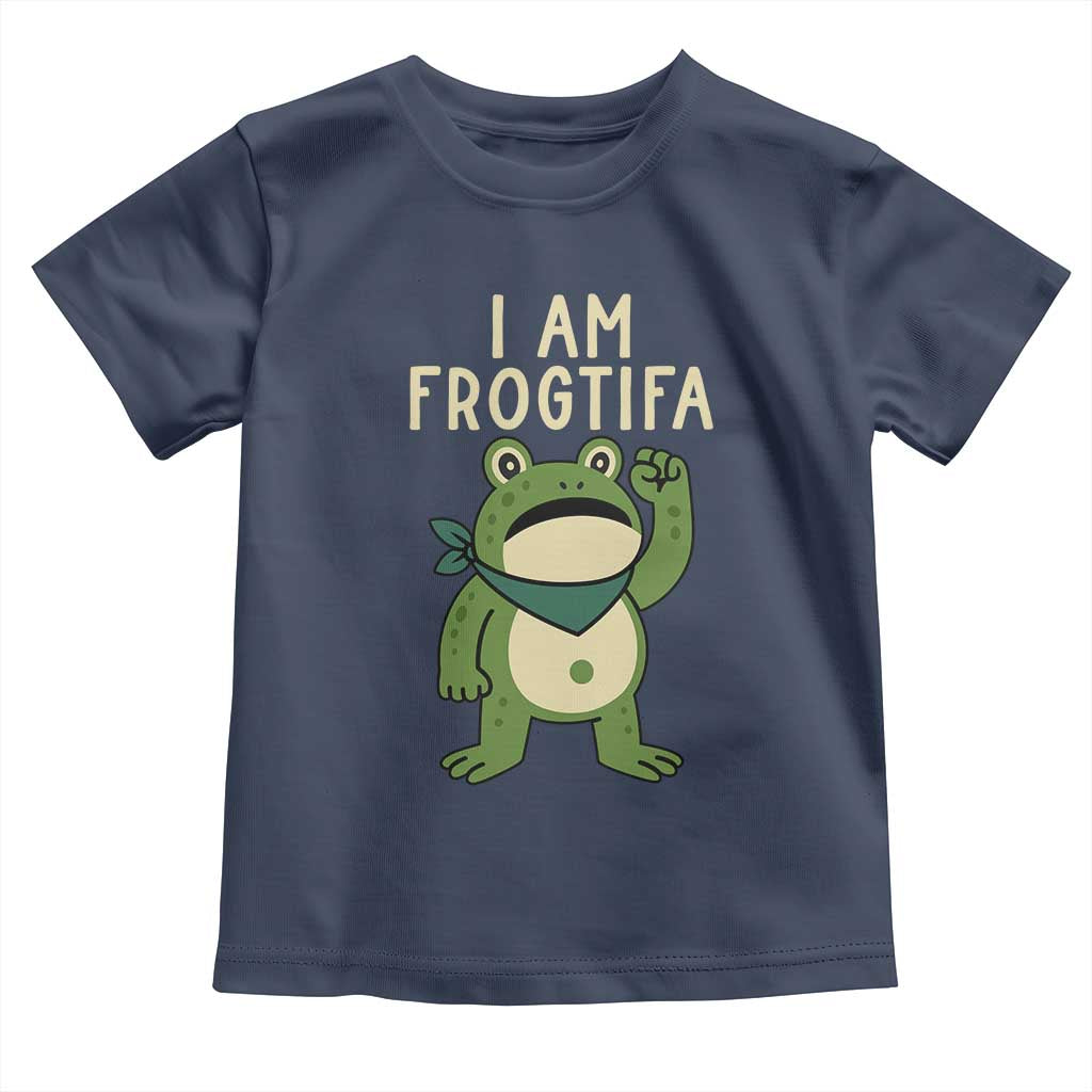 I Am Frogtifa Toddler T Shirt Frog Resist Antifascist with Raised Fist Bandana TS02 Navy Print Your Wear