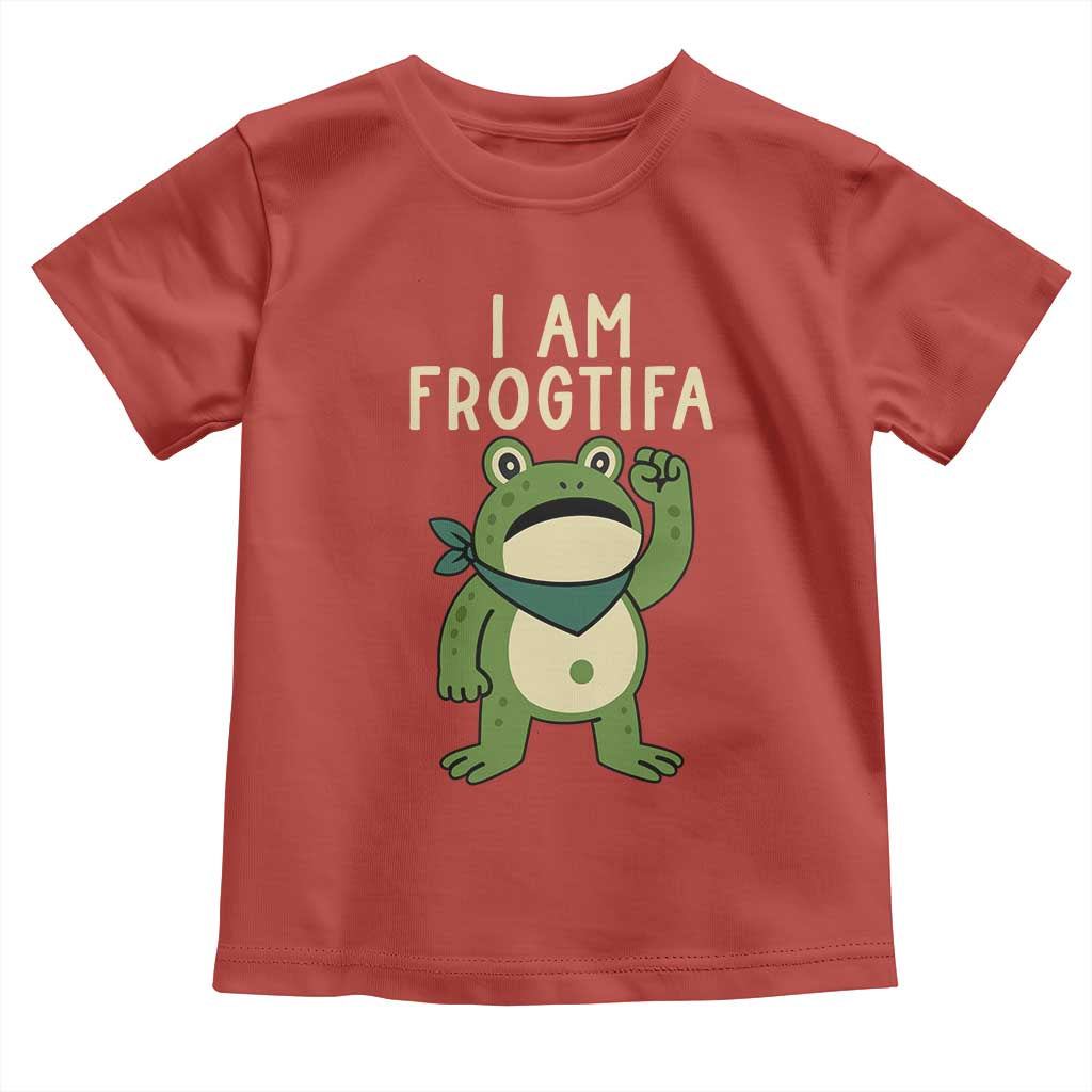 I Am Frogtifa Toddler T Shirt Frog Resist Antifascist with Raised Fist Bandana TS02 Red Print Your Wear