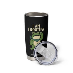 I Am Frogtifa Tumbler Cup Frog Resist Antifascist with Raised Fist Bandana TS02 Print Your Wear