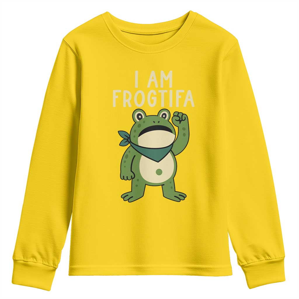 I Am Frogtifa Youth Sweatshirt Frog Resist Antifascist with Raised Fist Bandana TS02 Daisy Print Your Wear