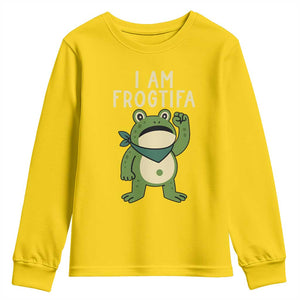 I Am Frogtifa Youth Sweatshirt Frog Resist Antifascist with Raised Fist Bandana TS02 Daisy Print Your Wear