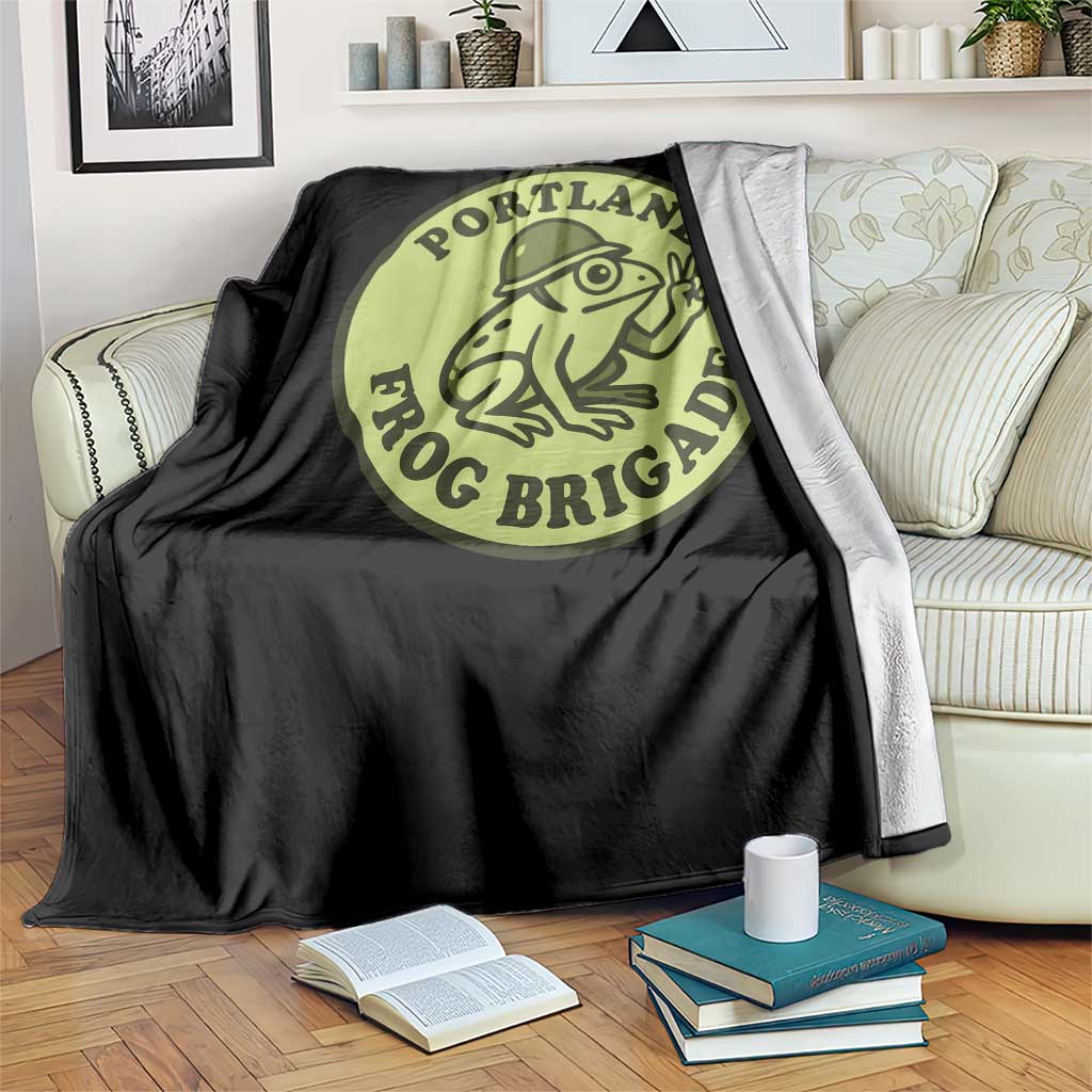 Portland Frog Brigade Throw Blanket Peace Frog Protest Badge TS02 Print Your Wear