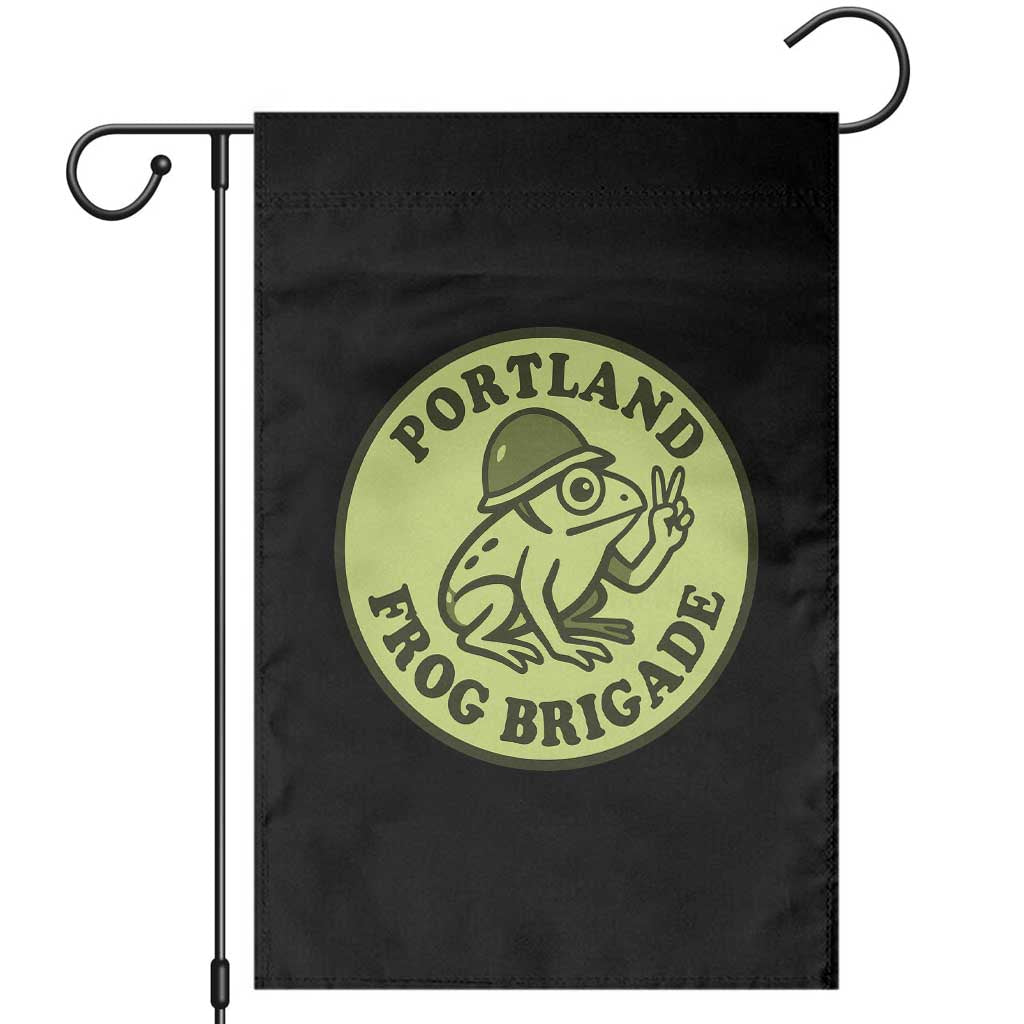 Portland Frog Brigade Garden Flag Peace Frog Protest Badge TS02 Black Print Your Wear