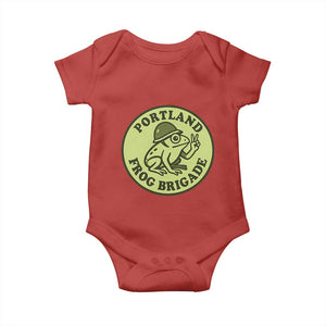 Portland Frog Brigade Baby Onesie Peace Frog Protest Badge TS02 Red Print Your Wear