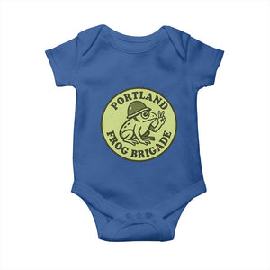 Portland Frog Brigade Baby Onesie Peace Frog Protest Badge TS02 Royal Blue Print Your Wear