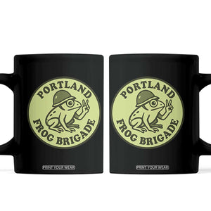 Portland Frog Brigade Coffee Mug Peace Frog Protest Badge TS02 Black Print Your Wear