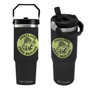 Portland Frog Brigade Flip Straw Tumbler Peace Frog Protest Badge TS02 One Size: 30 oz Black Print Your Wear