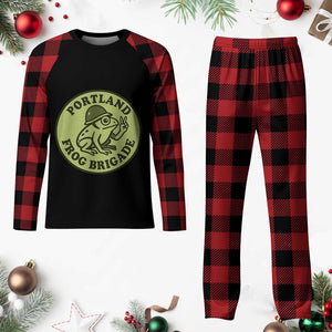 Portland Frog Brigade Plaid Pajama Set Peace Frog Protest Badge TS02 Buffalo Plaid Print Your Wear