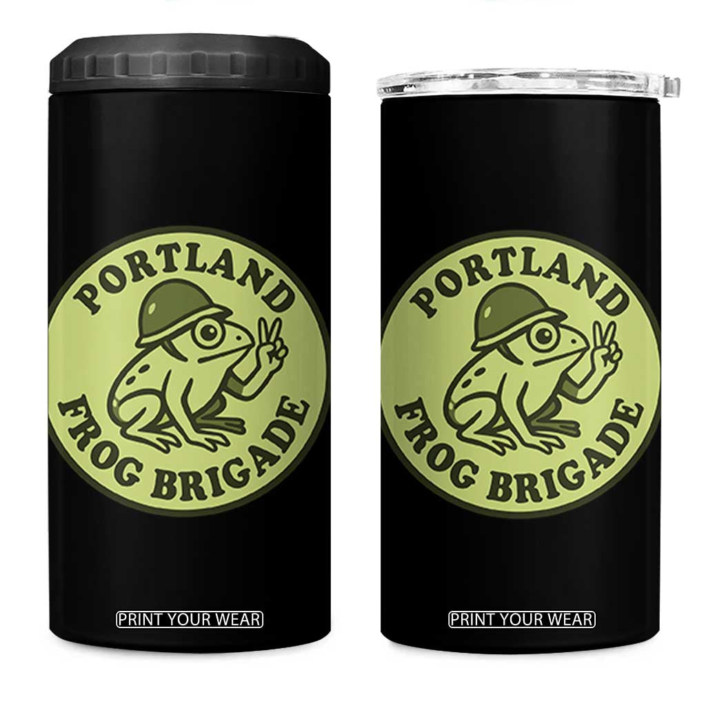 Portland Frog Brigade 4 in 1 Can Cooler Tumbler Peace Frog Protest Badge TS02 One Size: 16 oz Black Print Your Wear