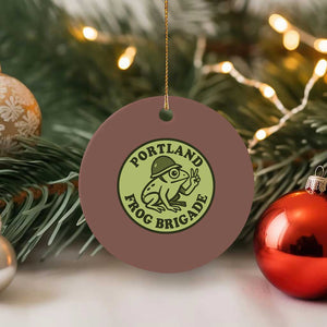Portland Frog Brigade Ceramic Ornament Peace Frog Protest Badge TS02 1pc Mocha Print Your Wear