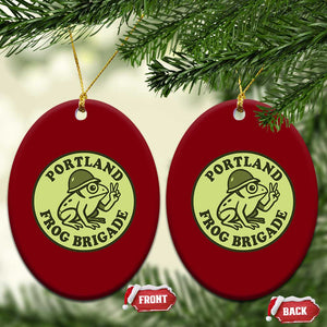 Portland Frog Brigade Ceramic Ornament Peace Frog Protest Badge TS02 Print Your Wear