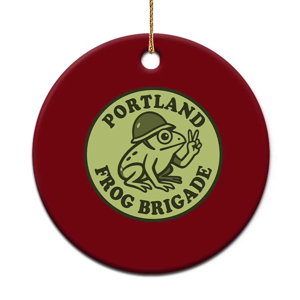 Portland Frog Brigade Ceramic Ornament Peace Frog Protest Badge - Print Your Wear
