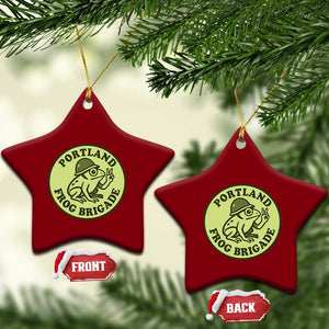 Portland Frog Brigade Ceramic Ornament Peace Frog Protest Badge TS02 Print Your Wear