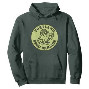 Portland Frog Brigade Hoodie Peace Frog Protest Badge TS02 Dark Forest Green Print Your Wear