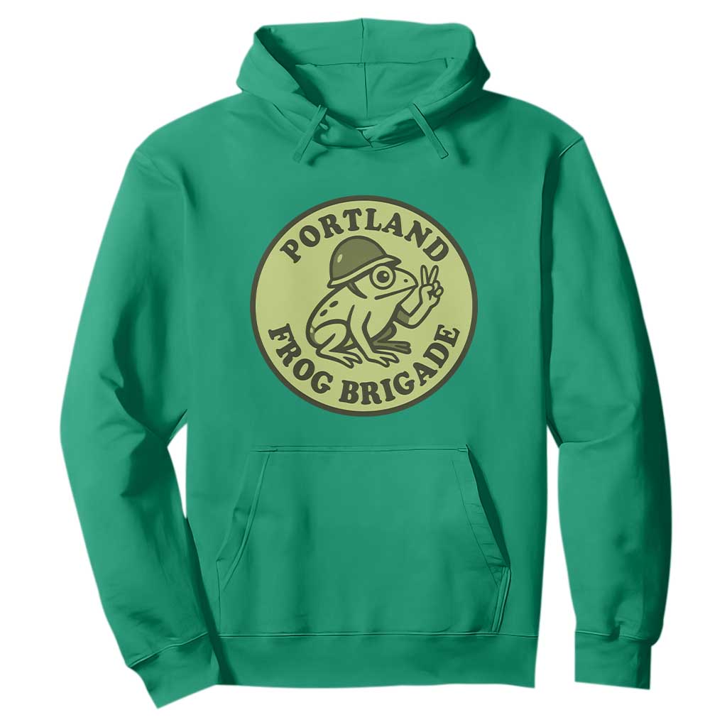 Portland Frog Brigade Hoodie Peace Frog Protest Badge TS02 Irish Green Print Your Wear