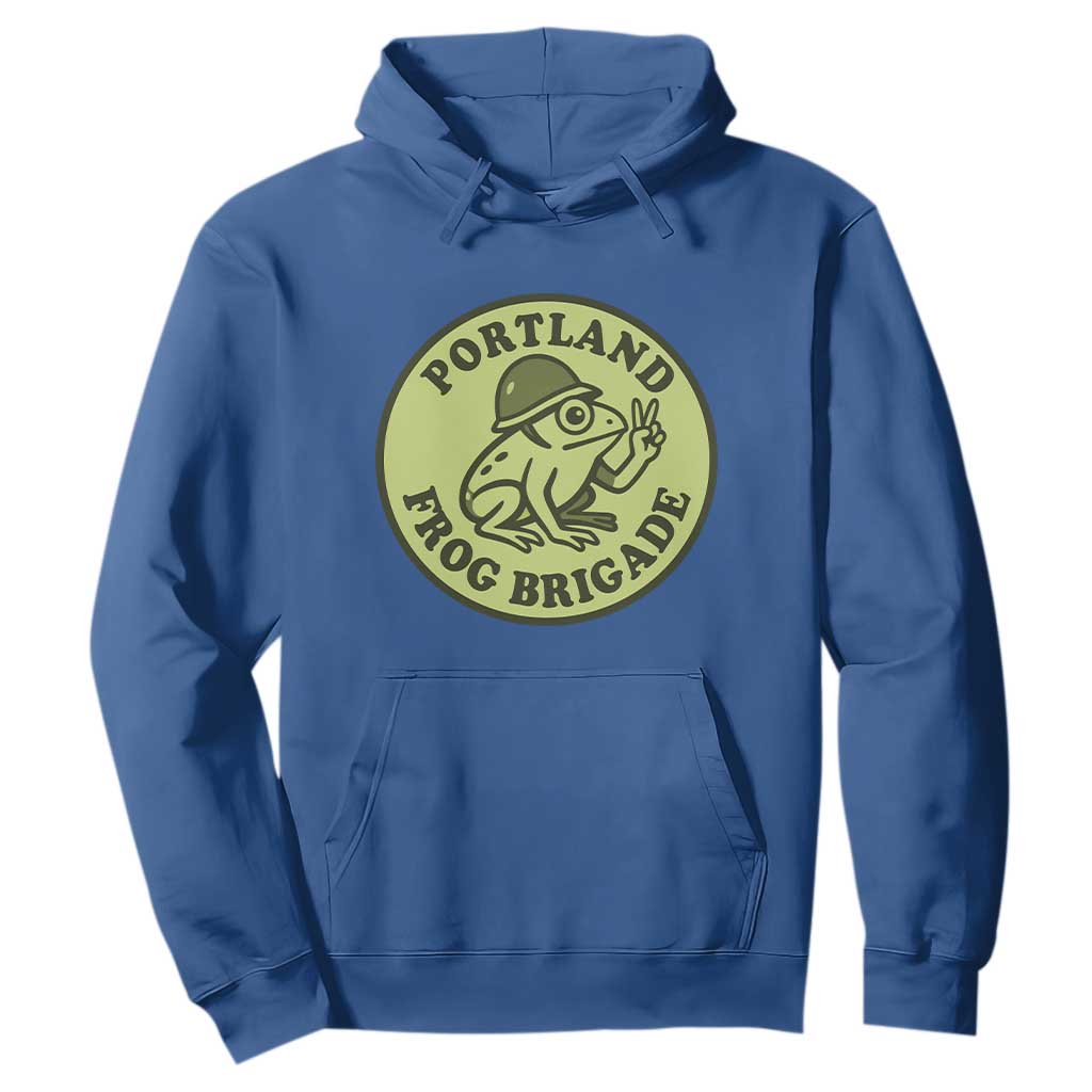 Portland Frog Brigade Hoodie Peace Frog Protest Badge TS02 Royal Blue Print Your Wear