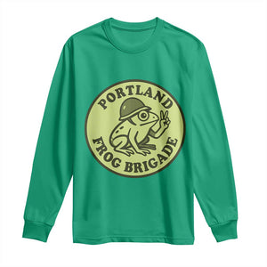 Portland Frog Brigade Long Sleeve Shirt Peace Frog Protest Badge TS02 Irish Green Print Your Wear