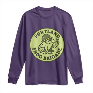 Portland Frog Brigade Long Sleeve Shirt Peace Frog Protest Badge TS02 Purple Print Your Wear
