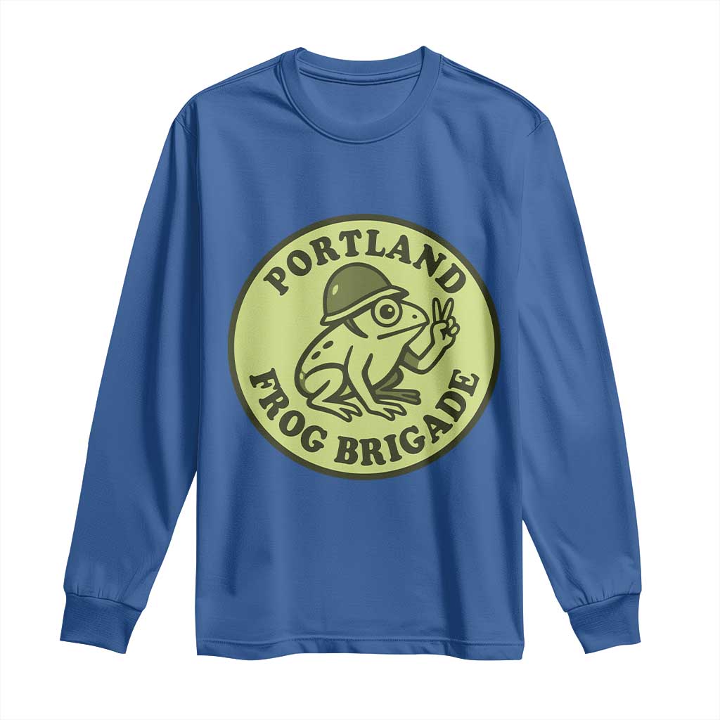Portland Frog Brigade Long Sleeve Shirt Peace Frog Protest Badge TS02 Royal Blue Print Your Wear