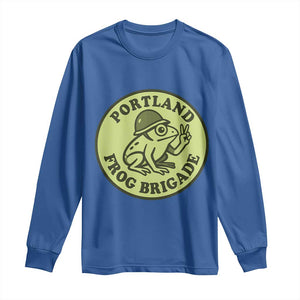 Portland Frog Brigade Long Sleeve Shirt Peace Frog Protest Badge TS02 Royal Blue Print Your Wear