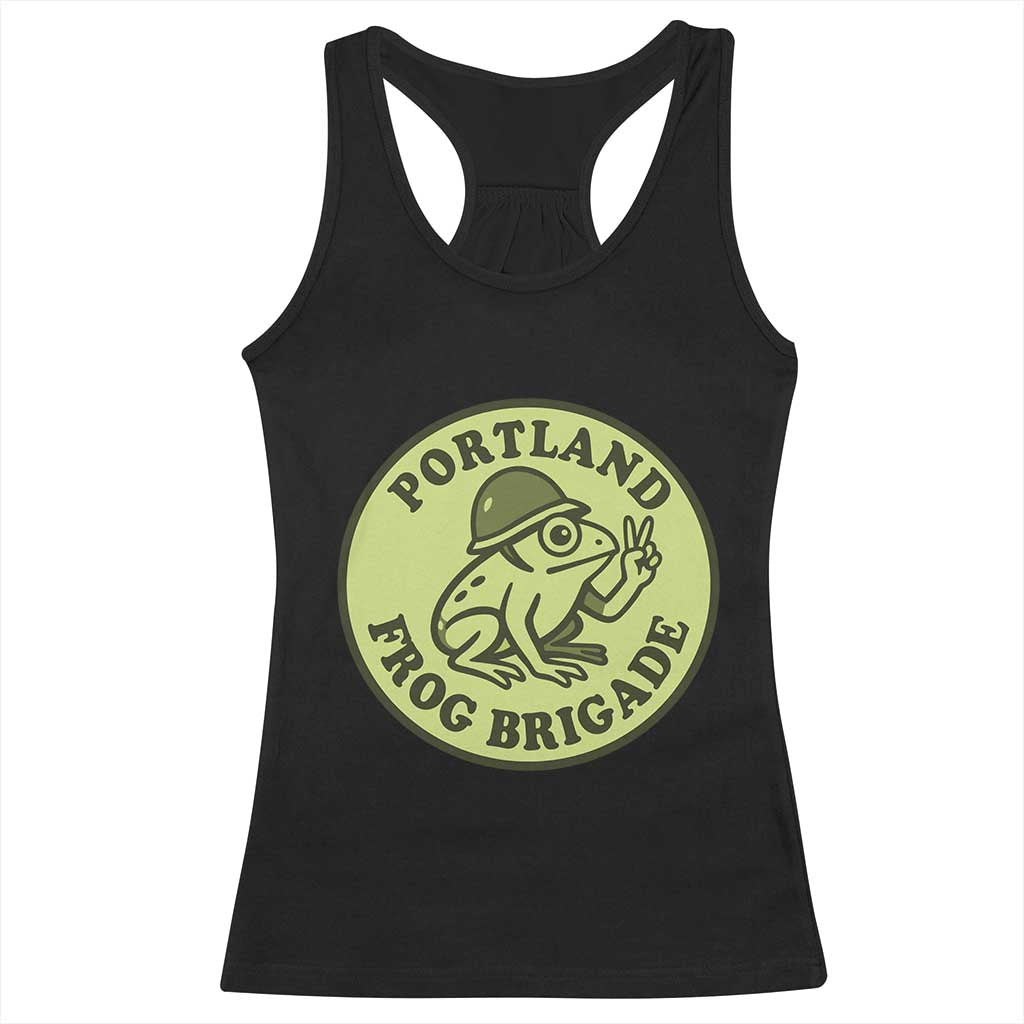 Portland Frog Brigade Racerback Tank Top Peace Frog Protest Badge TS02 Black Print Your Wear