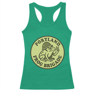 Portland Frog Brigade Racerback Tank Top Peace Frog Protest Badge TS02 Irish Green Print Your Wear