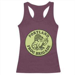 Portland Frog Brigade Racerback Tank Top Peace Frog Protest Badge TS02 Maroon Print Your Wear