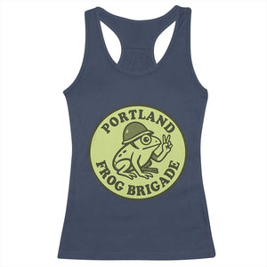Portland Frog Brigade Racerback Tank Top Peace Frog Protest Badge TS02 Navy Print Your Wear