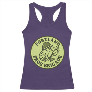Portland Frog Brigade Racerback Tank Top Peace Frog Protest Badge TS02 Purple Print Your Wear