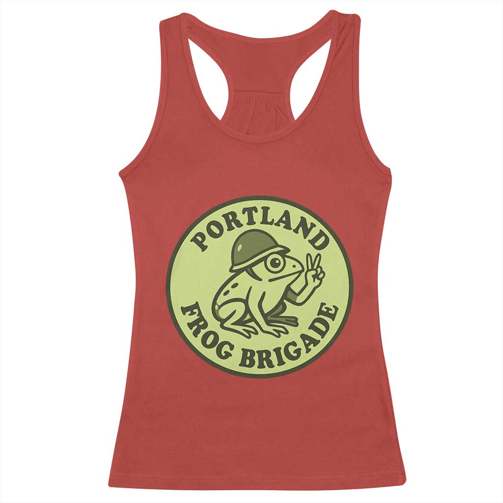 Portland Frog Brigade Racerback Tank Top Peace Frog Protest Badge TS02 Red Print Your Wear