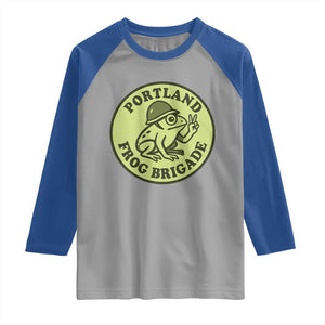 Portland Frog Brigade Raglan Shirt Peace Frog Protest Badge TS02 Sport Gray Royal Print Your Wear