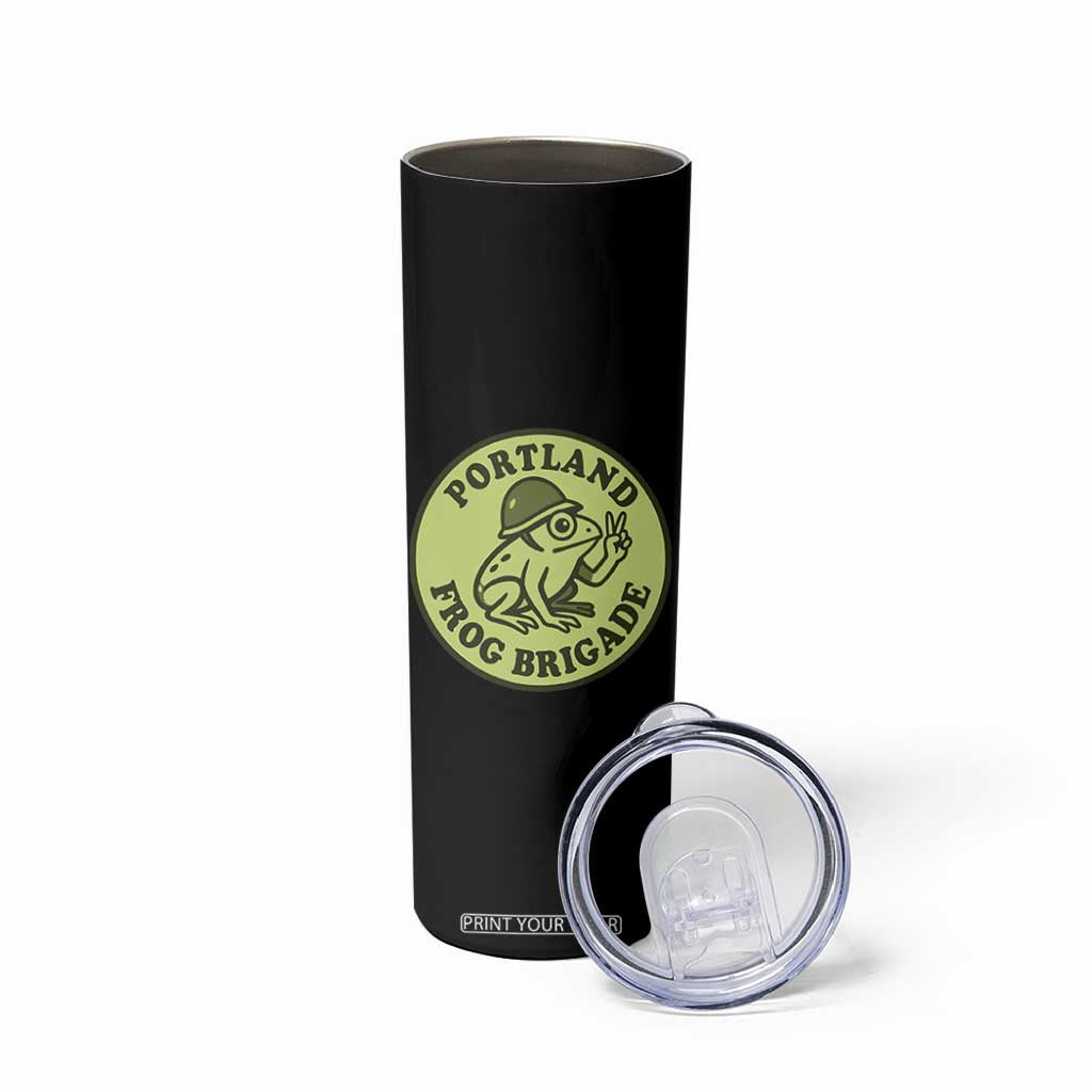 Portland Frog Brigade Skinny Tumbler Peace Frog Protest Badge TS02 Print Your Wear