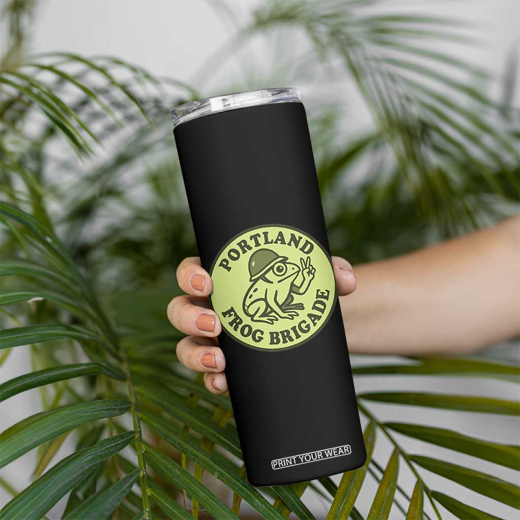 Portland Frog Brigade Skinny Tumbler Peace Frog Protest Badge TS02 Print Your Wear