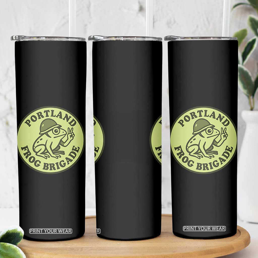 Portland Frog Brigade Skinny Tumbler Peace Frog Protest Badge TS02 Print Your Wear