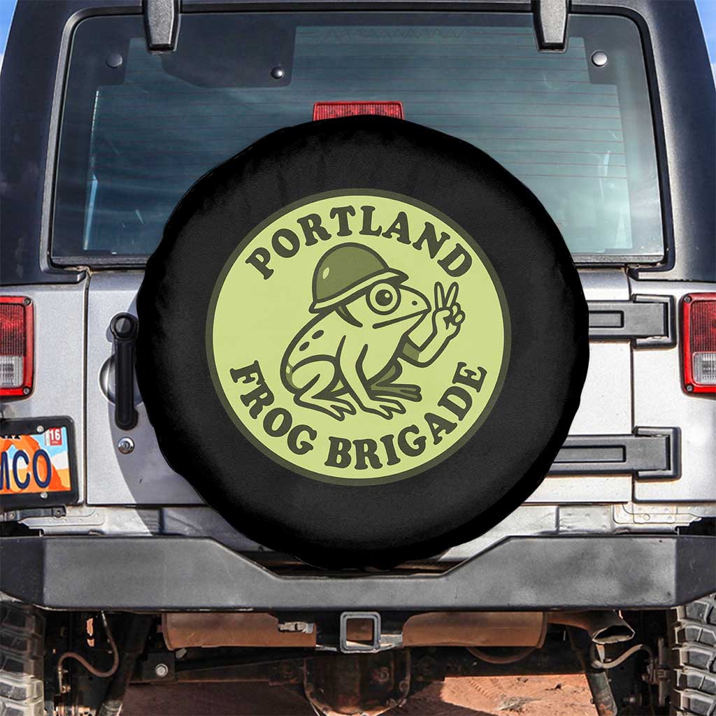 Portland Frog Brigade Spare Tire Cover Peace Frog Protest Badge TS02 No hole Black Print Your Wear