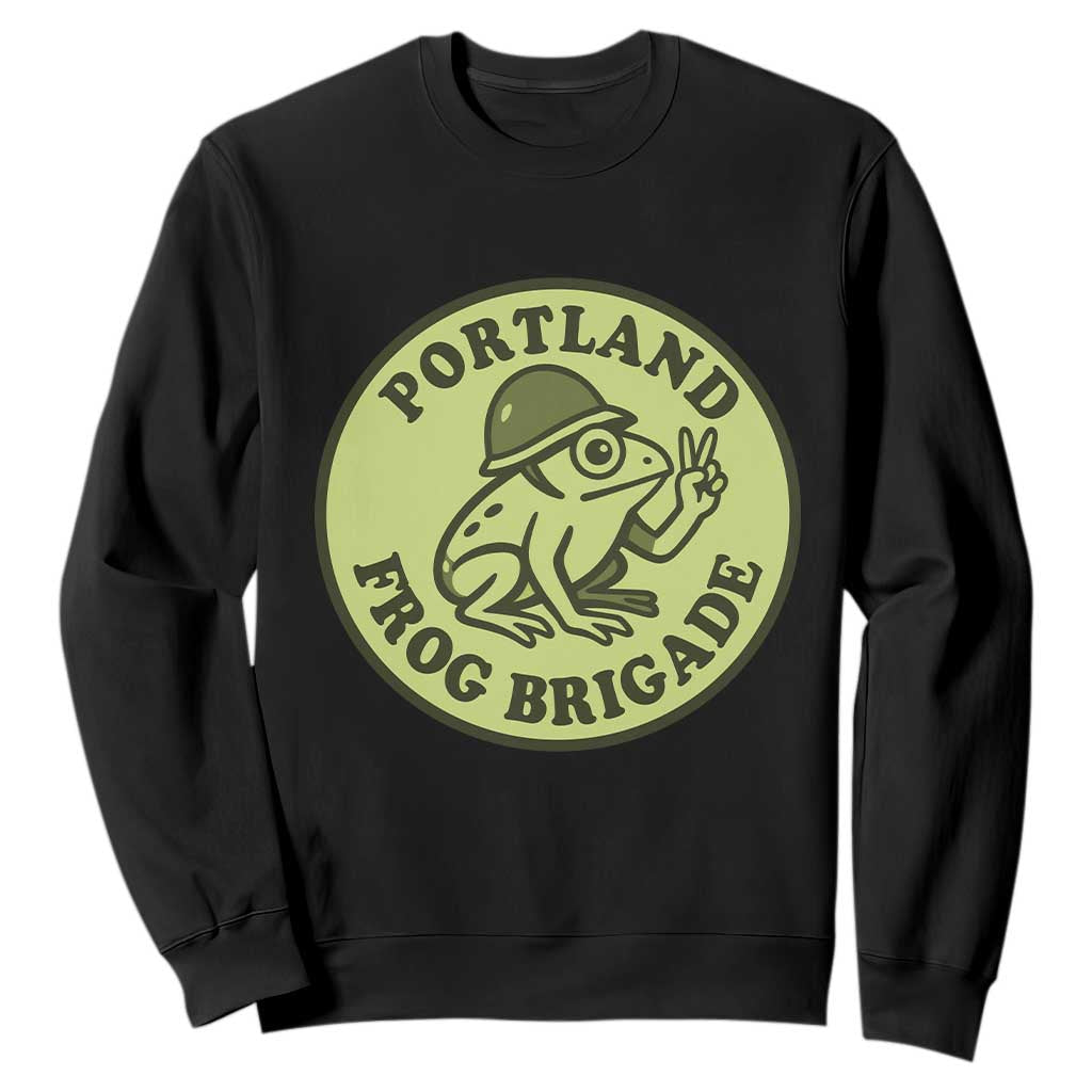 Portland Frog Brigade Sweatshirt Peace Frog Protest Badge TS02 Black Print Your Wear