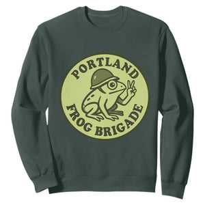 Portland Frog Brigade Sweatshirt Peace Frog Protest Badge TS02 Dark Forest Green Print Your Wear