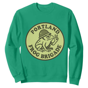 Portland Frog Brigade Sweatshirt Peace Frog Protest Badge TS02 Irish Green Print Your Wear