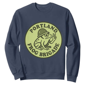 Portland Frog Brigade Sweatshirt Peace Frog Protest Badge TS02 Navy Print Your Wear