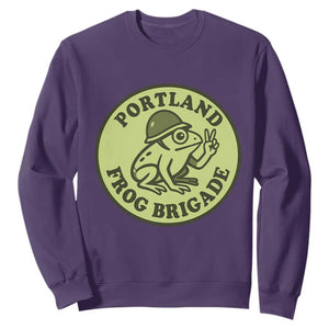 Portland Frog Brigade Sweatshirt Peace Frog Protest Badge TS02 Purple Print Your Wear