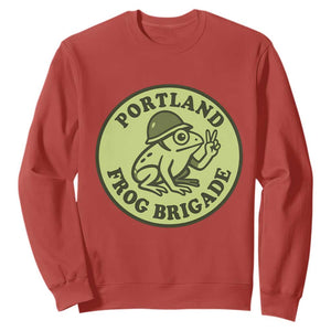 Portland Frog Brigade Sweatshirt Peace Frog Protest Badge TS02 Red Print Your Wear