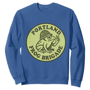 Portland Frog Brigade Sweatshirt Peace Frog Protest Badge TS02 Royal Blue Print Your Wear