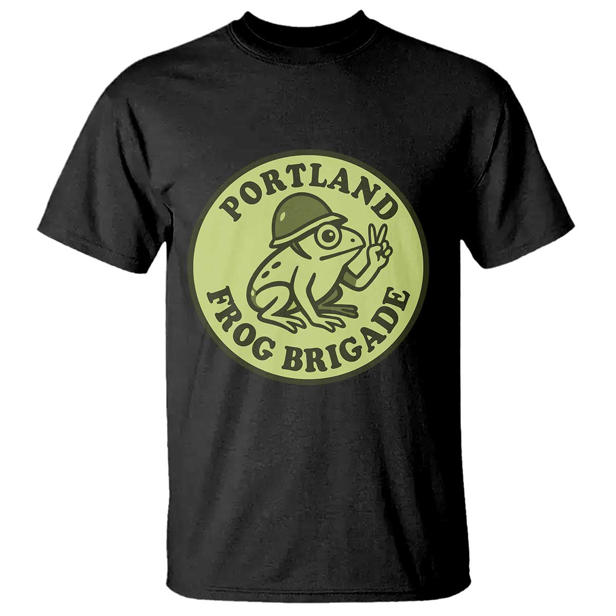 Portland Frog Brigade T Shirt Peace Frog Protest Badge TS02 Black Print Your Wear